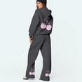 thumbnail image 5 of CIENVNSTG Women's 2 Piece Outfits Bow Trim Print Long Sleeve Hoodie Sweatsuit Sets Sweatshirt Comfortable Loose Wide Leg Sweatpants Light Gray M, 5 of 6