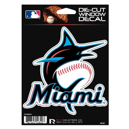 Miami Marlins 5 Inch Vinyl Die Cut Decal Sticker Primary Logo Full Adhesive Backing Peel & Stick Officially Licensed Made in the USA