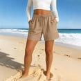thumbnail image 4 of Causal Shorts for Women Drawstring Elastic High Waist Pleated Shorts Summer Beach Vacation Shorts with Pockets, 3XL, 4 of 6