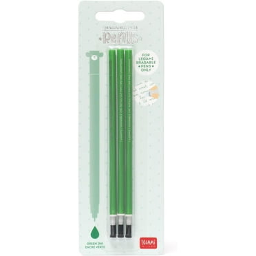 Legami Refill for Erasable Gel Pen - 0.7mm - Pack of 3 - Green Thermosensitive Ink