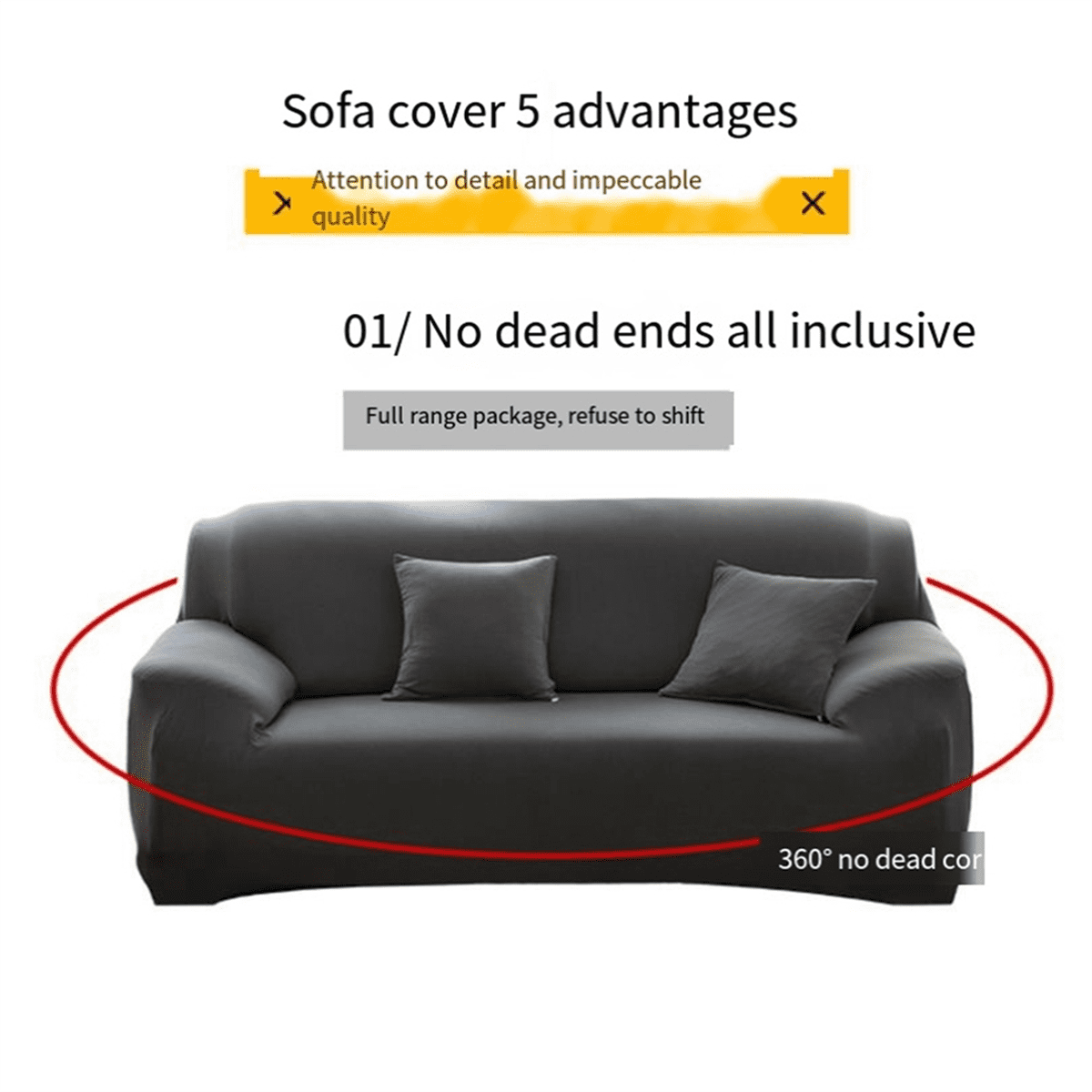 Sofa Cover for Corner Sofa L-Shaped Sectional Sofa Elastic Gray Pet Friendly Slipcover for Armrest,4 Seater