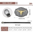 thumbnail image 2 of Western Leather Buckle Belt for Men Women Floral Engraved Cowboy Belt Longhorn Bull Buckle Waist Belt for Jeans, 2 of 6