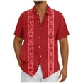 thumbnail image 2 of CLOISE Button up Shirts for Men Short Sleeve Big and Tall Tops Collared Casual Pullover Print Summer Blouses Red 3XL, 2 of 5