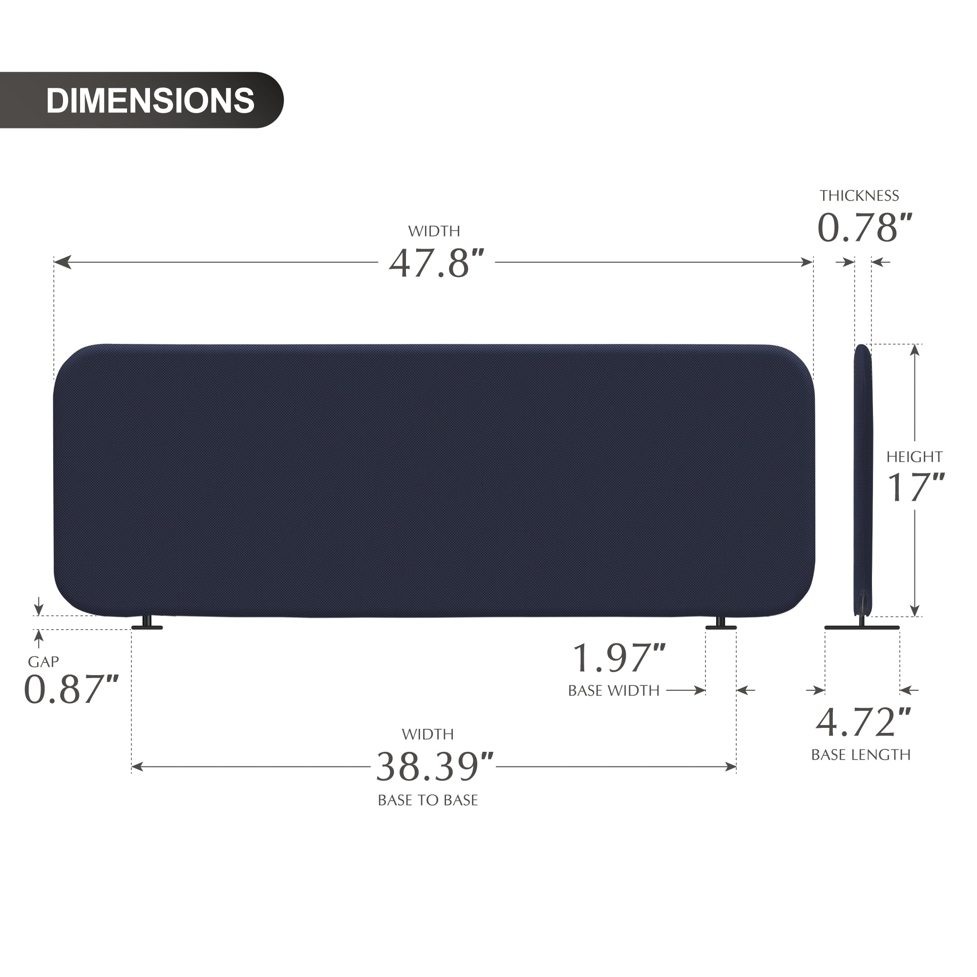 DECOLAB Freestanding Desk Divider, Portable Desk Privacy Panel Shield for Office, Student, Classroom, 48"x18", Cobalt