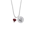 thumbnail image 2 of Delight Jewelry Silvertone Small Long Maroon Heart Silvertone Script Initial Disc - V - Charm Necklace, 20"+3", 2 of 4