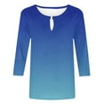 thumbnail image 4 of MaFYtyTPR Women 3/4Sleeves Casual Shirts Pullover Loose Tunic Tops Blouse 2025 Hot Blouses&Shirts Blue XL, 4 of 5