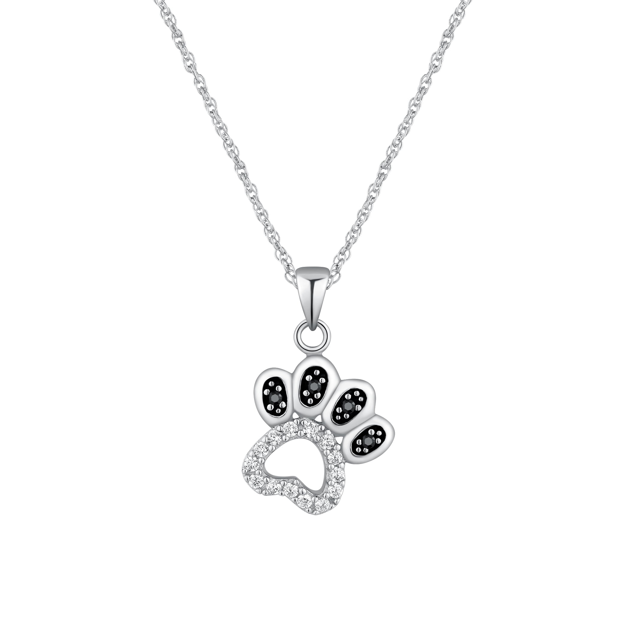 Brilliance Fine Jewelry Women's Simulated Diamond Dog Paw Pendant in Sterling Silver