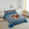 thumbnail image 3 of Erosebridal 3D Rugby Comforter Sets Full Size, Ball Sport Player Comforters & Duvets, Stripe Checkered Decor , Lightweight 3pcs, 3 of 7