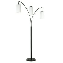 Evelyn&Zoe Aspen 3-Light Torchiere Floor Lamp with Fabric Shade, Blackened Bronze/White