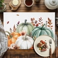 thumbnail image 4 of Fall Pumpkin Placemats Set of 4 Brown Sunflower Leaf Heat Insulated Linen Place Mats, Washable Stain-Proof Table Mats for Dining Tables Holiday Decor 13x19inch, 4 of 9