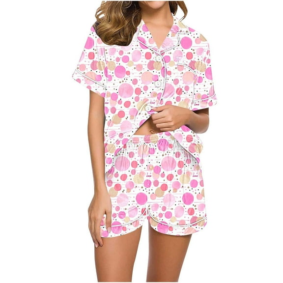 Lounge Wear for Women 2 Piece Set Clearance Polka Dot Outfits for Women Two Piece Sleepwear Set Lightweight Summer Lounge Sets