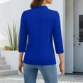 thumbnail image 4 of Hearthz Blue Woman Polo Shirt 3/4 Sleeve Collared Uniform Shirt Women Business Casual Golf Shirt Work Tops, 4 of 7
