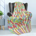 thumbnail image 4 of Geometric Soft Flannel Fleece Blanket, Psychedelic Backdrop with Fractal Gradient Dimensional Abstract Motif, Cozy Plush for Indoor and Outdoor Use, 60" x 80", Dried Rose Apple Green, by Ambesonne, 4 of 5