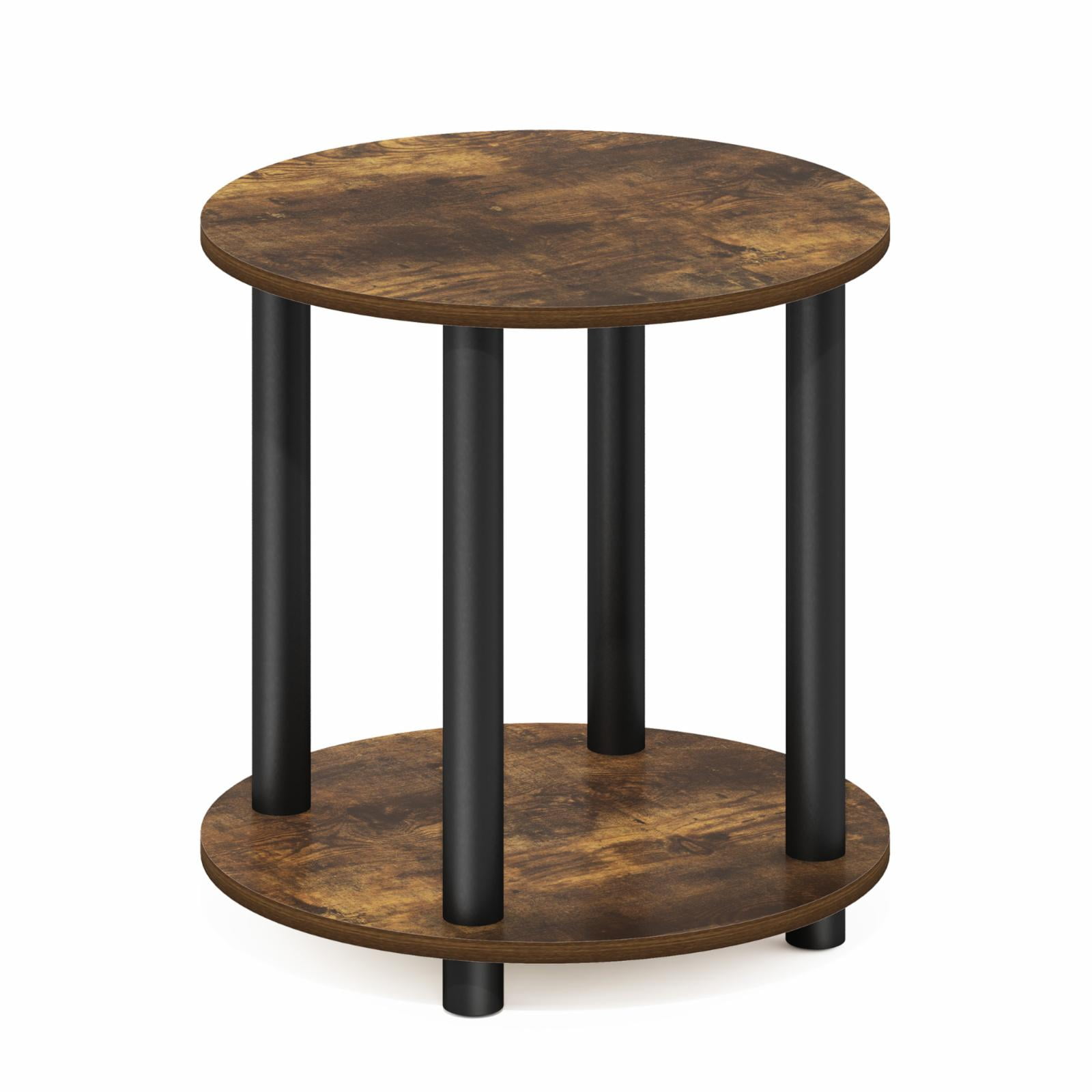 Furinno Turn-N-Tube 2-Tier Round Wooden End Table, Amber Pine - Walmart.com