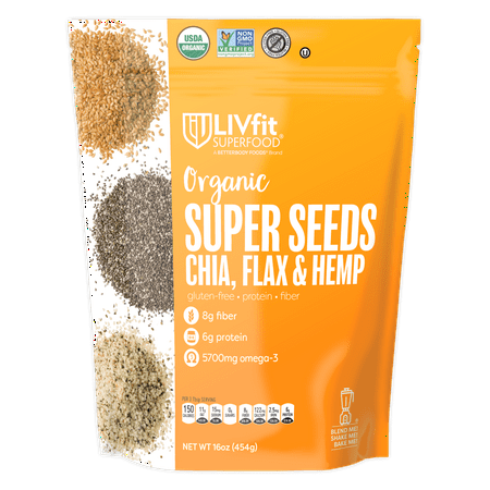 Crushed Hemp - BetterBody Foods Super Seeds Chia, Flax, and Hemp 1.0 Lb