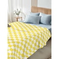thumbnail image 4 of Yellow White Plaid King Size Flat Sheet, Wrinkleproof & Fadeproof Cooling Flat Bed Sheet Only, Modern Retro Geometric Checkered Breathable Soft Bedding Top Sheets 105 x 98 Inches, 4 of 8