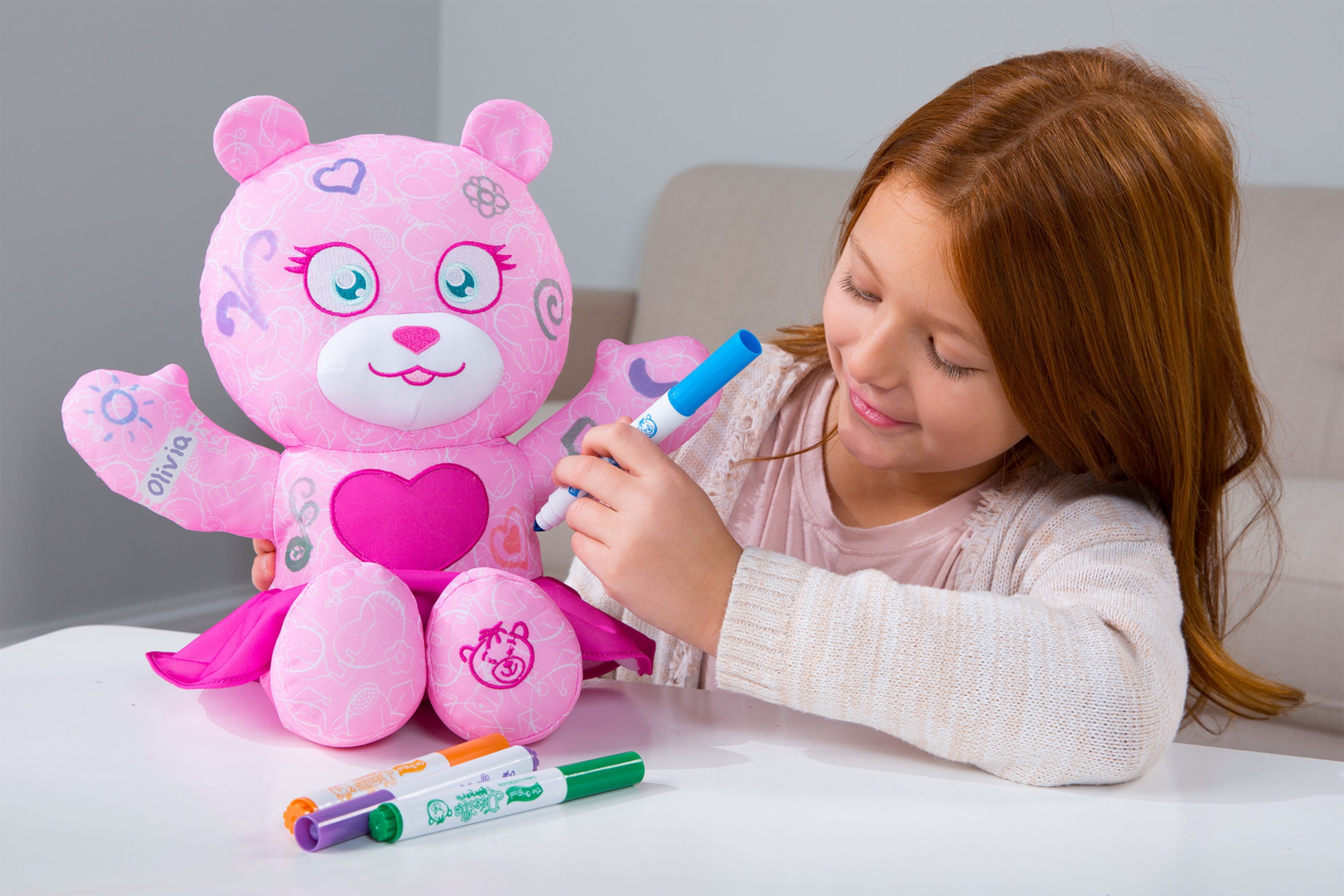 The Original Doodle Bear 14 Inch Plush Bear with 3 Washable Markers - Fashion Bear
