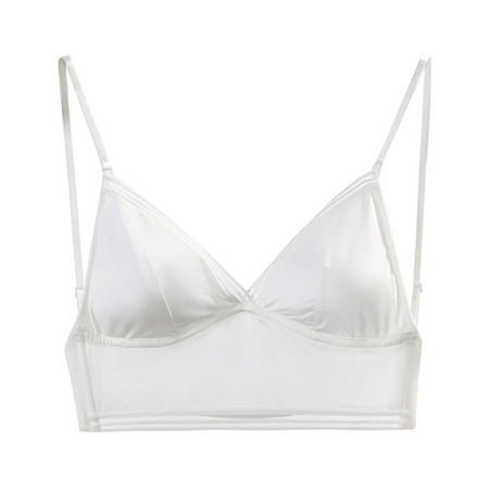 Ploknplq Bras for Women No Underwire brasieres Para Mujer balconette Bras for Women push Up Balconette Bra no Ring Big Open Back U Shaped Bra Summer Thin Bud Bra bras for Women White S Red S