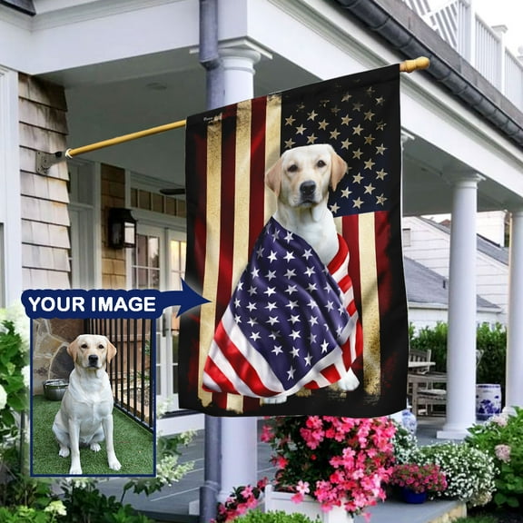 FLAGWIX American House Flag (29.5" x 39.5")-Personalized Dog Image American Patriot Flag ANL40FCT-Polyester Indoor Outdoor Flags