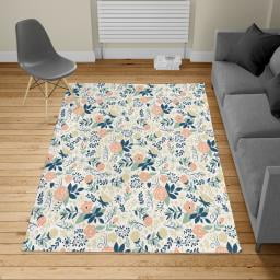 Floral Turkish Area Rug, Shabby Blooms Nature Inspired Botanical Spring Beauty Illustration, Soft Carpet for Living Room Decor with Distressed Look, 6.6' X 9.6', Salmon Khaki, by Ambesonne