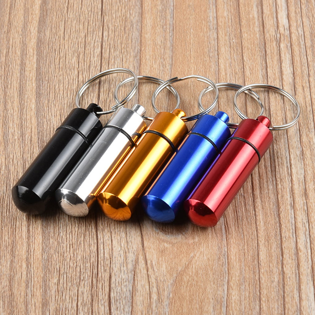 Large Size Toygogo Pill Box Keychain Waterproof Single Chamber Titanium Pill Organizer with Lanyard for Outdoor Travel Camping Hiking 