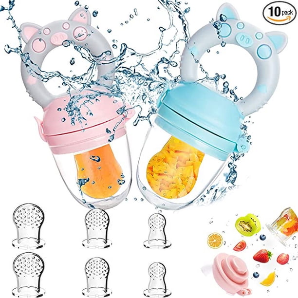 Chupete Baby Nibbler, 2 Baby Nibblers + 8 tamaños de chupete sin BPA, Chupete de frutas para bebés, para niños de 3 a 24 meses El alimento complementario para las gachas de dentición vegetales