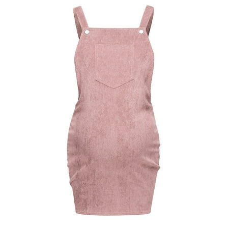 

Maternity dress Women Pregnant Maternity Nursing Solid Breastfeeding Skirt Sleeveless Dress Pink M