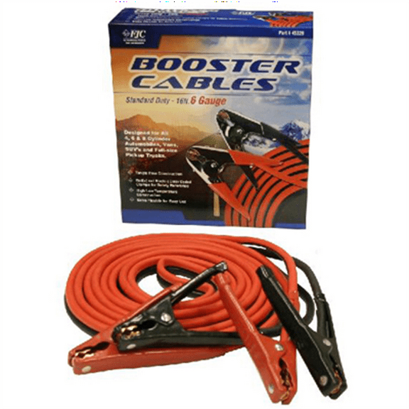 FJC 45229 Battery Booster Cables, 16ft, 6 Gauge, w/ 600 Amp Clamps