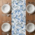 thumbnail image 6 of Blue Green Spring Floral Table Runner - 108 Inch Long, Kitchen Dining Table Runner Dresser Scarves, Watercolor Blooming Botanical Summer Farmhouse Decor for Coffee Tables Wedding Party Banquet, 6 of 8