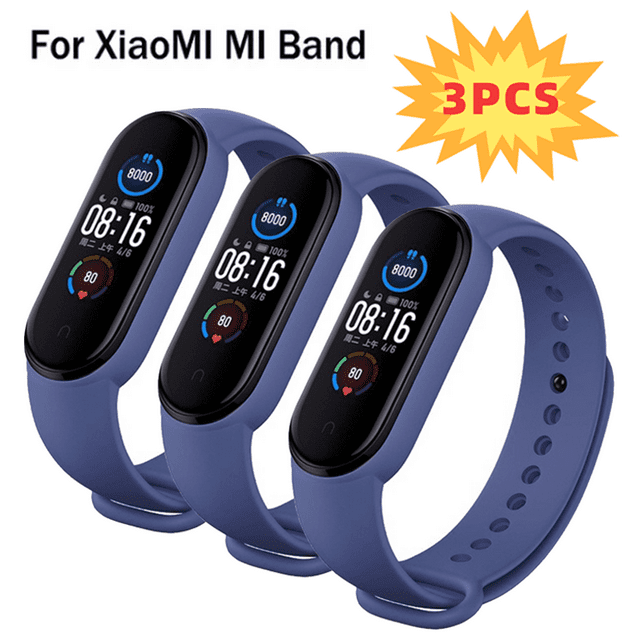 3st klockband för Mi Band 7 6 5 4 3 Armband Xiaomi Mi Band Rem Silikon Sport Ersättningsarmband Smartwatch Tillbehör Midnight blue 3PCS