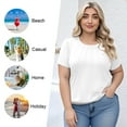 thumbnail image 5 of LANREMON Womens Plus Size Tunic Tops Summer Pleated Short Sleeve TShirts Crew Neck Loose Fit Solid Basic Tops XL, 5 of 7
