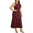 thumbnail image 4 of Agnes Orinda Plus Size Sweater Dress for Women Crewneck Sleeveless Knit Casual Sweater Tank Dress 3X Burgundy, 4 of 6