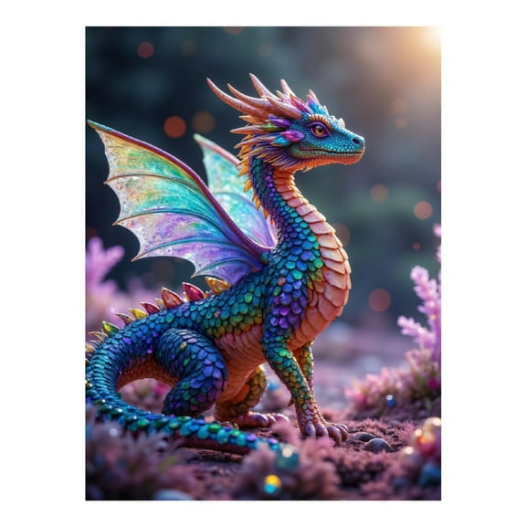 Diamond Art Kit for Adults, Colorful Mystical Dragon Garden Diamond Painting for Adults Beginners, DIY Diamond Art Painting Kits, 5D Diamond Painting Crafts for Home Decor 12x16 Frameless