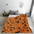 thumbnail image 5 of Halloween Blanket Text Style 100 * 150Cm The soft blanket is printed with black bats and decorative pumpkinsPolyester Blanket, Polyester Multi-color, 5 of 8