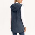 thumbnail image 5 of ClodeEU Women's Mid Long Fleece Vest With Hooded, Fall Winter Warm Plush Sleeveless Cardigan Dark Blue,Womens Plus S, 5 of 9