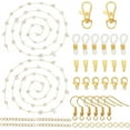 thumbnail image 1 of 69 piezas de cadena de eslabones de rosario con cuentas de cuarzo rosa natural de 6,5 pies con cierres de aleación, ganchos para pendientes, anillos de salto y extensor de cadena., 1 of 6