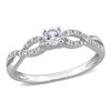 Miabella Women's 1/4 Carat T.G.W. Created White Sapphire and 1/10 Carat T.W. Diamond 10kt White Gold Crossover Promise Ring