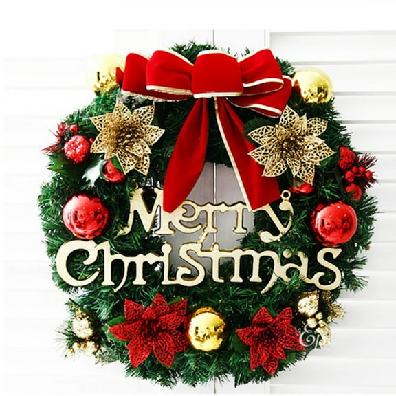 Happy Date Pre-Lit Artificial Christmas Wreath, Green, Crestwood Spruce, Decorated with Pine Cones, Berry Clusters, Frosted Branches, Christmas Collection