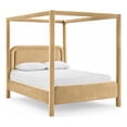 thumbnail image 1 of Bowery Hill Contemporary Camel Velvet Upholstered Full Canopy Bed, 1 of 11