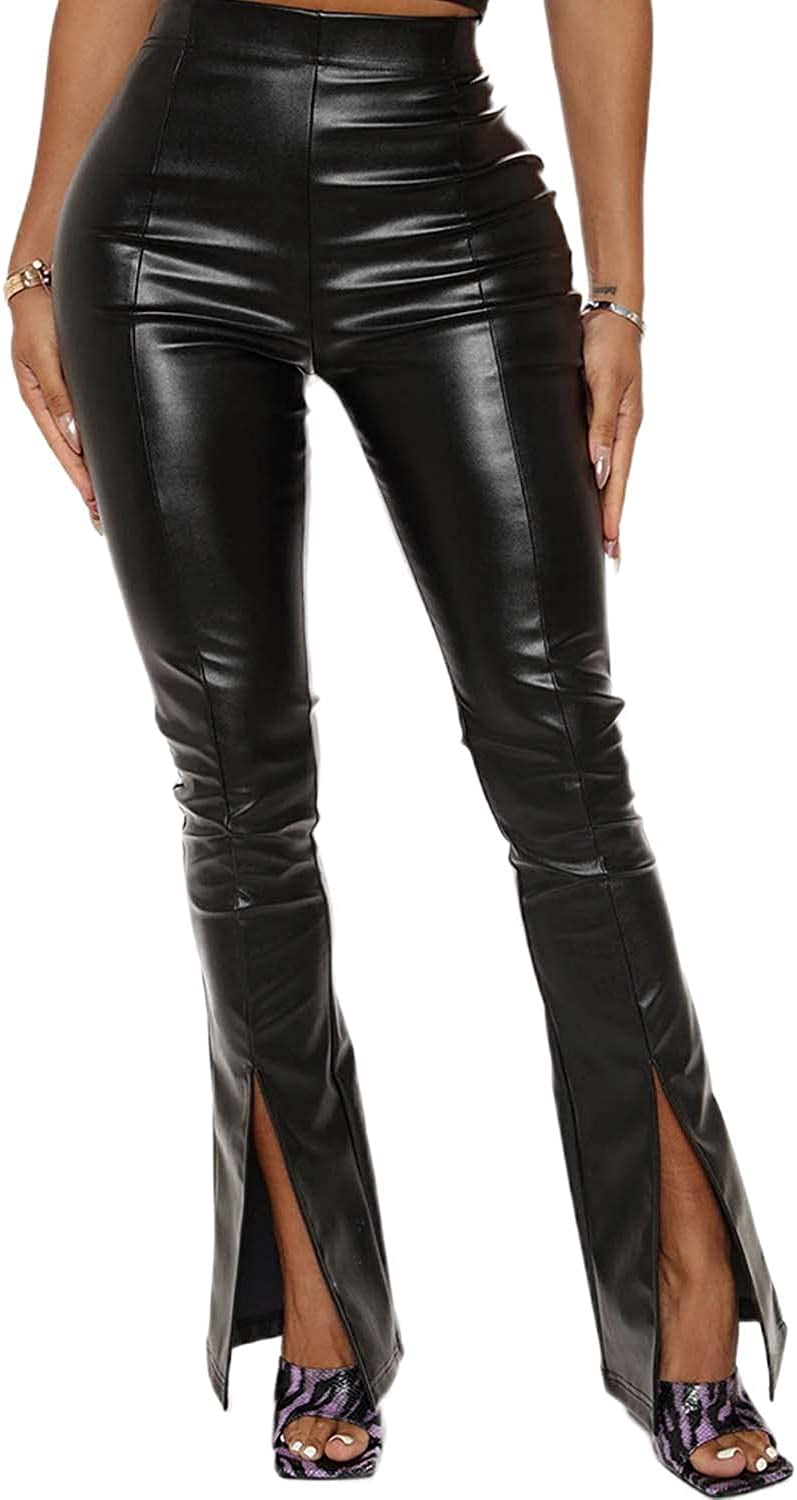 DanceeMangoos Sexy Faux Leather Pants for Women High Waisted Butt