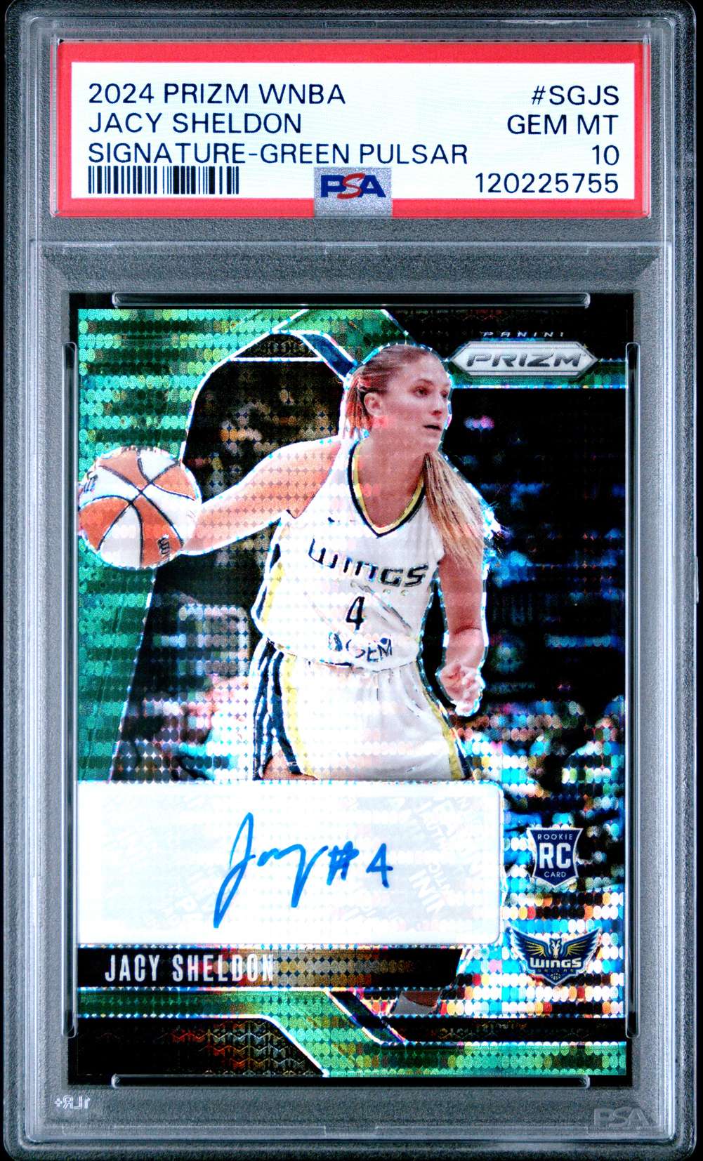 Sheldon Bakery Graded 2024 Panini Prizm WNBA Signatures Jacy Sheldon Green Pulsar # ...