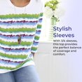 thumbnail image 5 of SAGEFINDS 3/4 Sleeves Striped Top for Women, Colorful Watercolor Brushstroke Graphic Print, Casual Blouse Tunic Tee - X-Large, 5 of 7