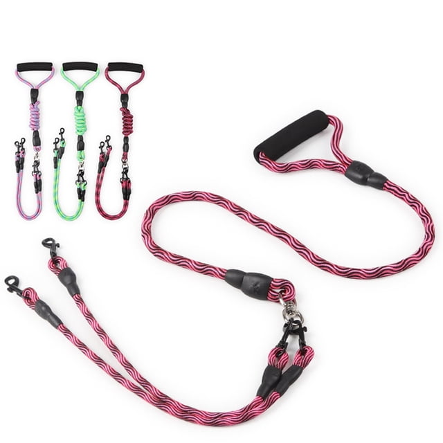 Dual Puppy Leash Detachable Pet Traction Rope Dog Leash with Padded Handle