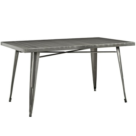 Industrial Style Kitchen Table Modern Contemporary Urban Design Industrial Antique Vintage Style Kitchen Room Rectangle Dining Table, Silver, Metal ()