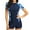 Blue, variant on vigerkar One Piece Swimsuit for Women Neck Zipper Long Sleeve Bathing Suit Blue, S