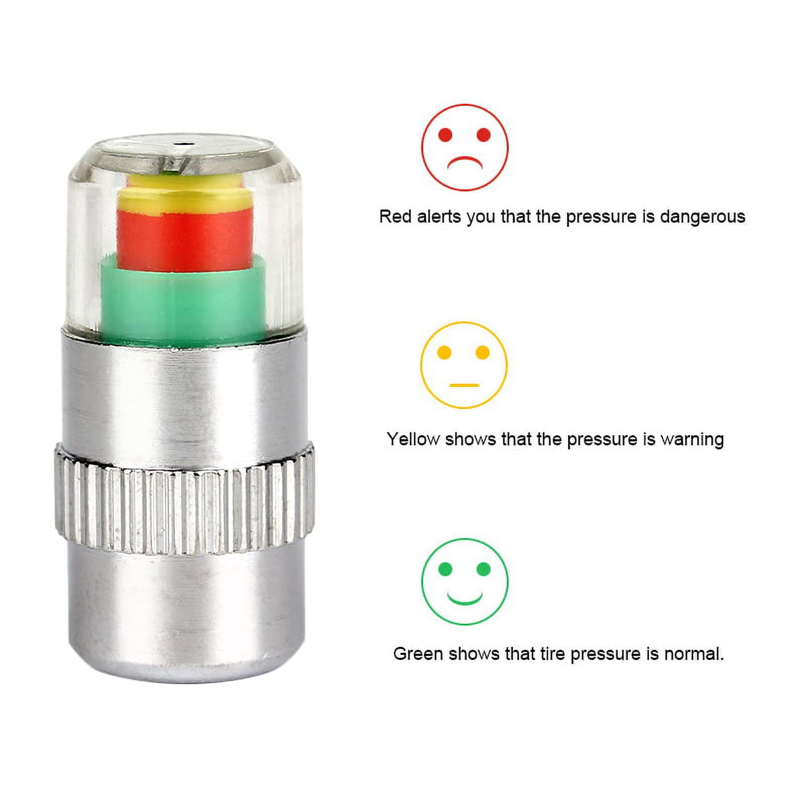 Ladcaser Car Tire Pressure Monitor Valve Stem Cap (2.0-2.3bar) For Automobiles Motorcycles Bicycles