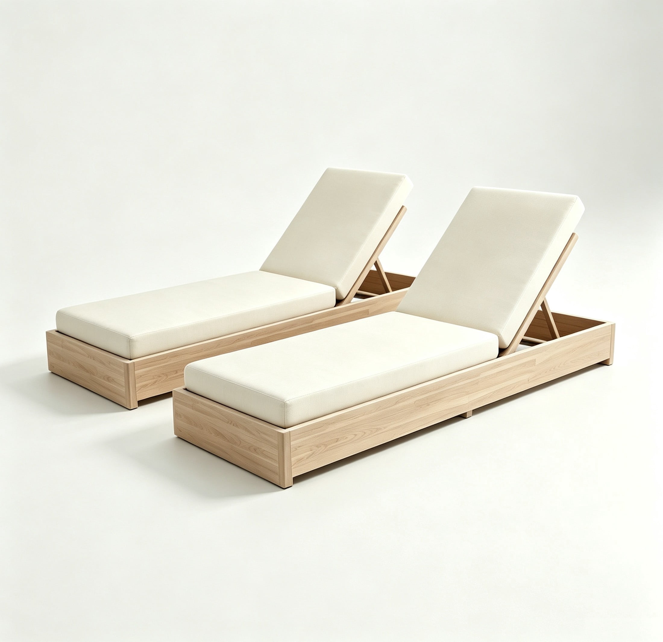 Christopher Knight Home 79" Outdoor Wood Chaise Lounge with Cushion, Adjustable 5-Position, Sand, Set of 2