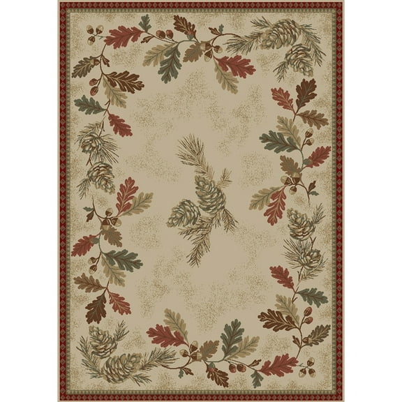 Mayberry Rugs American Destination Oak Mountain Lodge Area Rug Beige 7'10" x 9'10" Nature 8' x 10'
