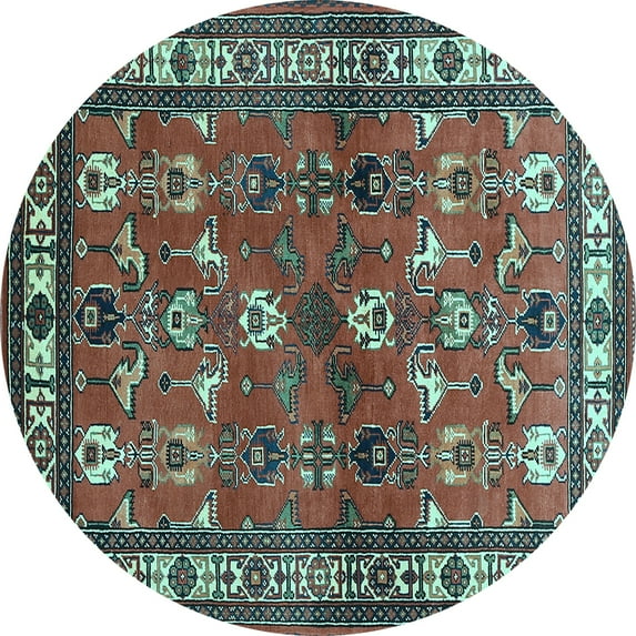 Ahgly Company Indoor Round Animal Light Blue Traditional Area Rugs, 6' Round