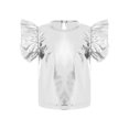 thumbnail image 3 of vastwit Toddler Girls Blouses Metallic Shirts Party Tops Ruffle Short Sleeve Tee Concert T-shirt Silver 4T, 3 of 7